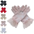 thumbnail image 1 of Bmisegm Lace Gloves Full Finger with Ruffle Edge for Girls Party Halloween Gloves for Kids Pink One Size, 1 of 3