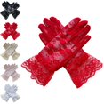 thumbnail image 1 of Bmisegm Lace Gloves Full Finger with Ruffle Edge for Girls Party Halloween Gloves for Kids Red One Size, 1 of 3