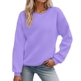 thumbnail image 1 of Bmisegm Ladies Autumn Winter O Neck Solid Color Pullover Sweatshirt Sweatshirts for Women for Casual Wear Purple S, 1 of 9
