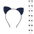 thumbnail image 1 of Bmisegm Leopard Cat Ears Headbands Glitter Flocking Cat Ear Headband for Woman Party Supplies Blue, 1 of 4