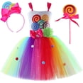 thumbnail image 1 of Bmisegm Little Girl Dresses Tutu Performance Lollipop Net Skirt Summer Dresses for Girls, 1 of 9