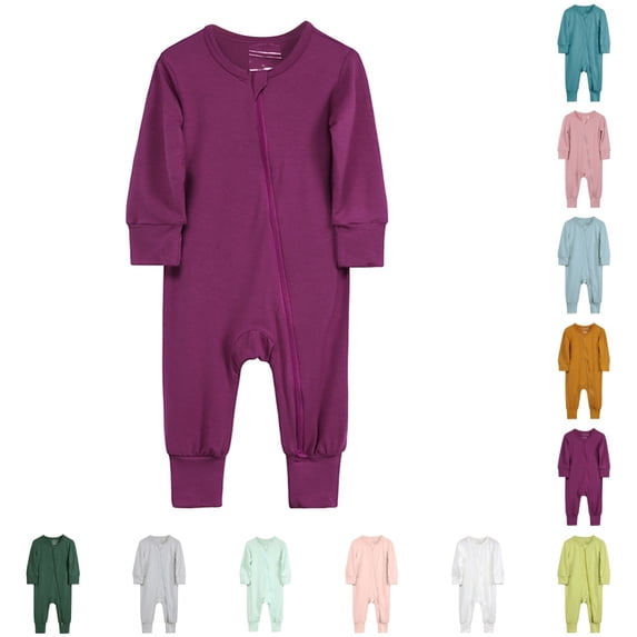 Bmisegm Long Sleeve Bodysuit Bamboo Fiber Soft Footless Zipper Sleeper for Baby Summer Jumpsuit 0-12 Months 01_,12-18 Months