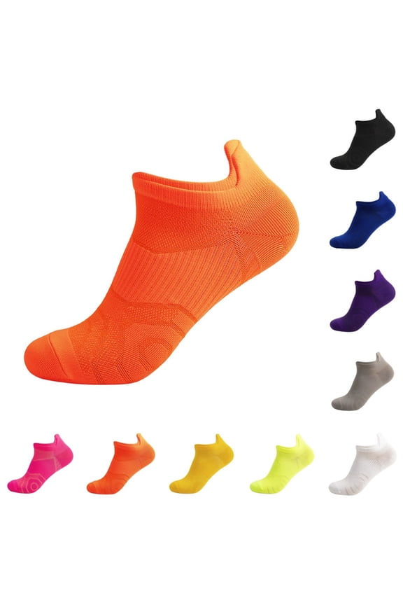 Mens Ankle Socks Outdoor Sports Fitness Running Thin Shallow Cut Summer Breathable Quick Drying Boat Socks for Men and Women Orange