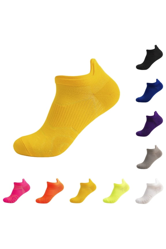 Mens Ankle Socks Outdoor Sports Fitness Running Thin Shallow Cut Summer Breathable Quick Drying Boat Socks for Men and Women Yellow