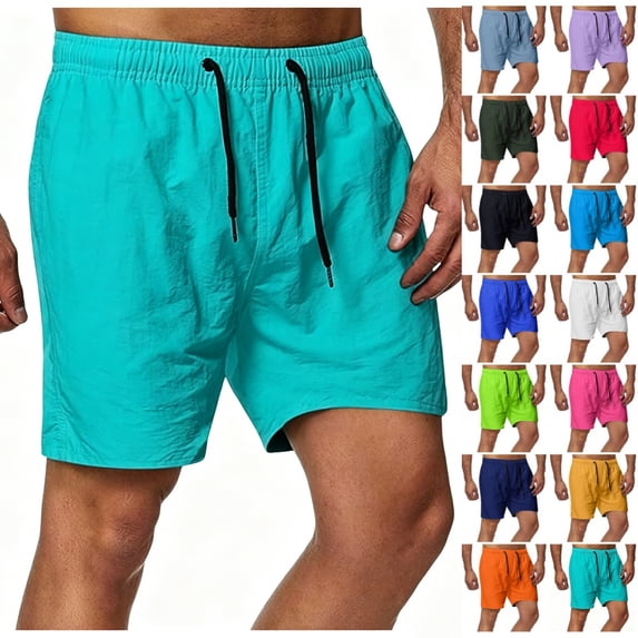 Bmisegm Mens Shorts Casual Solid Color Sports Loose Quick Drying Thin Beach Shorts for Summer Mens Athletic Shorts Mint Green M