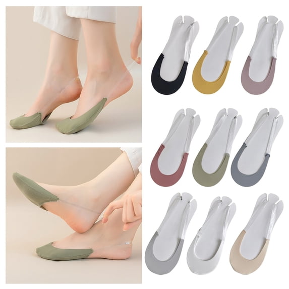 Bmisegm No Show Socks Womens Ice Silk Low Cut Liner Half Toe Open Heel with Transparent Elastic Band on Socks for Women Brick Red_003