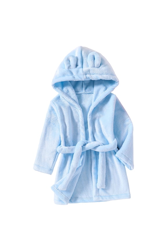 Pajamas for Kids Childrens Hooded Robe Thickened Sleepwear and Bathrobe for Boys and Girls Cozy for Autumn Winter Ages 1-8 Boys Pajamas Blue 5-6 Years