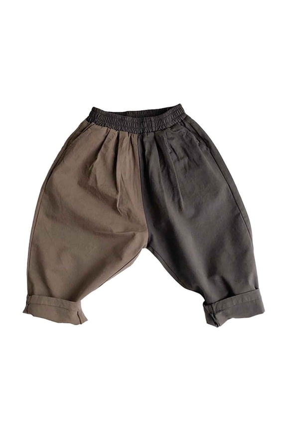 Palazzo Pants Child Boys Girls Casual Patchwork Bottoms Summer Holiday Trousers Color Block Cargo Pants Grey 1-2 Years