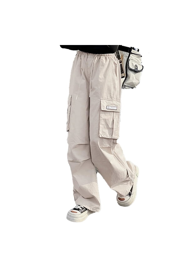 Pants for Boys Girls Cargo Pants Summer Lightweight Casual Outdoor Play School Elastic Waist with Pockets Comfortable Breathable Loose Fit Toddler to baby boy pants 4-5 Years 120