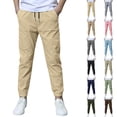 thumbnail image 1 of Bmisegm Pants for Boys Lightweight Casual Long Loose Fit Comfortable Outdoor Play Boys Trousers for Toddler Boys Summer Age 2-8 Beige,10-11 Years, 1 of 4