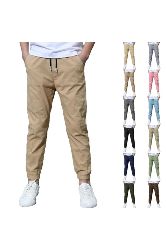 Pants for Boys Lightweight Casual Long Loose Fit Comfortable Outdoor Play Boys Trousers for Toddler Boys Summer Age 2-8 Yellow,6-7 Years
