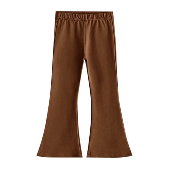 Bmisegm Pants for Kids Bottoms Solid Color Wide Leg Bottoms Fashionable Casual Kids Pants Coffee 5-6 Years