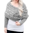 thumbnail image 1 of Bmisegm Product Classification Scarf Product Title Ladies Fashion Casual Autumn Winter Outdoor Hollow Thickened Comfortable Double Sleeve Shawl Scarf Scarf With Sleeve Sweater Light Gray_02 One Size, 1 of 6