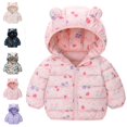 thumbnail image 1 of Bmisegm Puffer Jacket Girls Down Winter Coat Soft Hooded Ears Design Floral Zipper Long Sleeve Warm Thickened Outerwear Baby Coat, 1 of 4