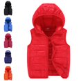 thumbnail image 1 of Bmisegm Puffer Vest Kids Boys Girls Zip-Up Hooded Sleeveless Quilted Padded Solid Vest Outerwear Winter Coats for Girls, 1 of 4