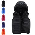 thumbnail image 1 of Bmisegm Puffer Vest Kids Boys Girls Zip-Up Hooded Sleeveless Quilted Padded Solid Vest Outerwear Winter Coats for Girls, 1 of 5
