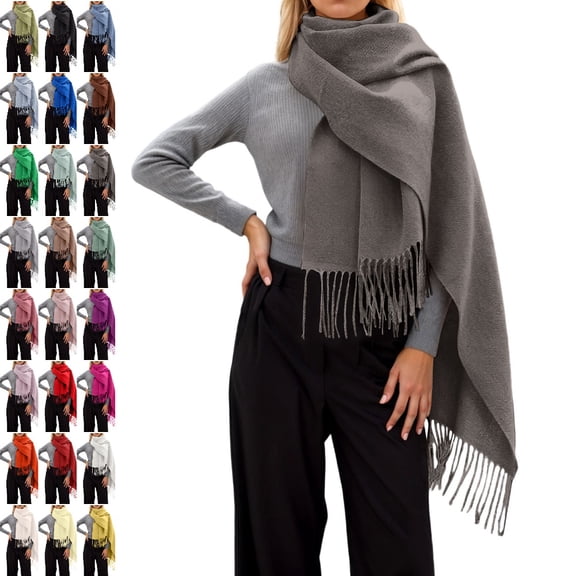 Bmisegm Scarf for Women Soft Fluffy Solid Color Winter Scarf Cozy Thick Shawl Wrap Elegant Neck Warmer