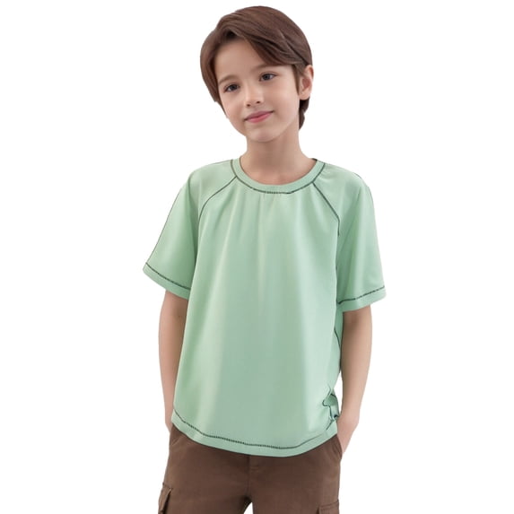 Bmisegm Shirt Kids Summer Boys Medium Sized Breathable Mesh Solid Color Quick Drying Short Sleeve T-Shirt For Sports And Casual Wear Boys Tops Tees & Shirts 17-18 Years 180