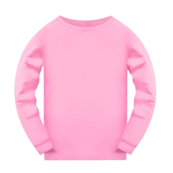 Bmisegm Shirt Kids Toddler Boys Girls Long Sleeve Solid Prints Nightwear T-Shirt Tops Comfortable Sleepwear Girls Long Sleeve Shirts 11-12 Years 170