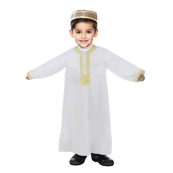 Bmisegm Shirts For Teens Boys Long Sleeve Embroidered Robe National Teenage Arab Childrens Wear Outerwear Boys Long Sleeve Shirts 8-9 Years 130