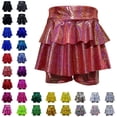 thumbnail image 1 of Bmisegm Skorts for Girls High Waist Shiny Tiered Cake Skort with Built in Shorts for Carnival Dance Party Performance Girls Skirt 6-7 Years, 1 of 3