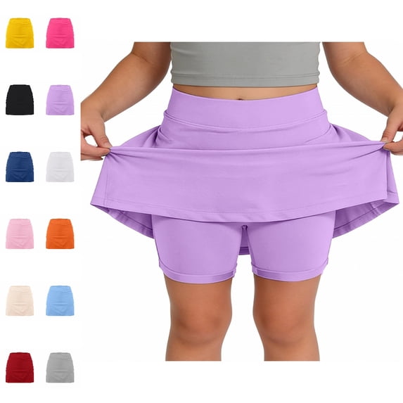 Bmisegm Skorts for Girls High Waist Sport Skort with Built in Shorts for Tennis Cheerleading Daily Wear Back to School Supplies for Girls 5-6 Years