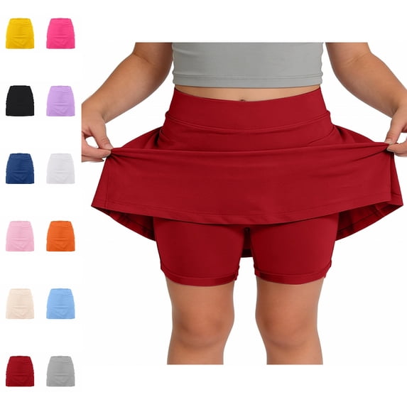 Bmisegm Skorts for Girls High Waist Sport Skort with Built in Shorts for Tennis Cheerleading Daily Wear Back to School Supplies for Girls 5-6 Years