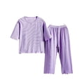 thumbnail image 1 of Bmisegm Sleepwear Kids Girls Viscose Pajama Set Lightweight Summer Homewear Short Sleeve Shorts Air Conditioning Sleepwear Girls Pajama Set Purple 3-4 Years, 1 of 3