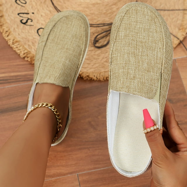 Bmisegm Slip on Shoes for Women Canvas Shoes Outdoor Half Support