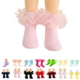 thumbnail image 1 of Bmisegm Socks for Girls Lace Slim Pure Color Combed Edge Knee High Socks for Student Dance Daily Wear Kids Socks 6-18Y 02_Pink,6-12 Months, 1 of 4