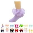 thumbnail image 1 of Bmisegm Socks for Girls Lace Slim Pure Color Combed Edge Knee High Socks for Student Dance Daily Wear Kids Socks 6-18Y 02_Purple,0-6 Months, 1 of 4