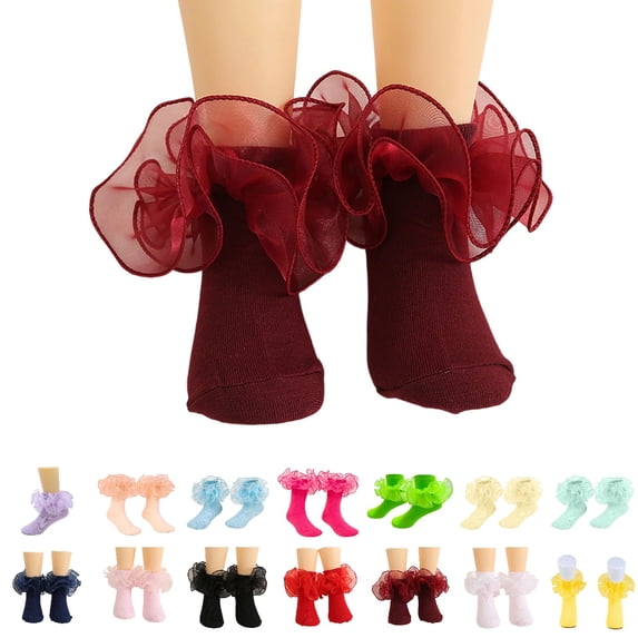 Bmisegm Socks for Girls Lace Slim Pure Color Combed Edge Knee High Socks for Student Dance Daily Wear Kids Socks 6-18Y 02_,0-6 Months
