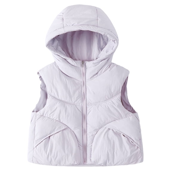 Bmisegm Stylish Hooded Vest For Kids Thick And Loose Fitting Sleeveless Outerwear For Ages 5 14 11-12 Years 150