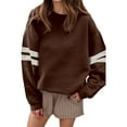 thumbnail image 1 of Bmisegm Stylish Long Sleeve Loose Fit Sweatshirt with Drop Shoulder Round Neck Sweatshirts for Women for Autumn and Winter Brown M, 1 of 4