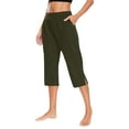 thumbnail image 1 of Bmisegm Stylish Women's Casual Pants Summer Capris Lightweight Stretchy High Waist Cropped Trousers for Everyday Wear Green L, 1 of 6