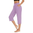 thumbnail image 1 of Bmisegm Stylish Women's Casual Pants Summer Capris Lightweight Stretchy High Waist Cropped Trousers for Everyday Wear Purple XXL, 1 of 6