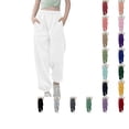 thumbnail image 1 of Bmisegm Sweatpants for Girls Medium and Large Children Casual Kids Solid Color Drawstring Girls Sweatpants White_003 9-10 Years, 1 of 7