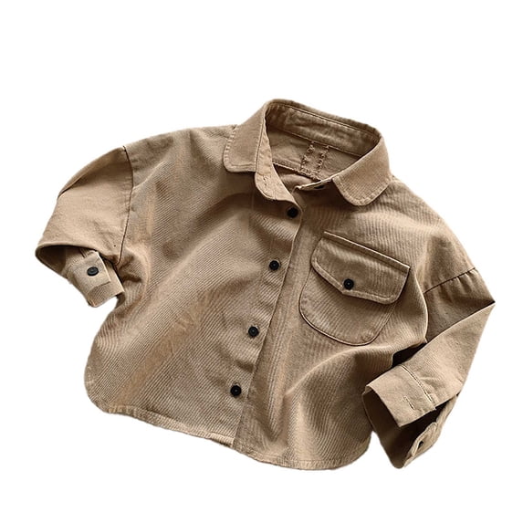 Bmisegm Tops Child Boys Girls Long Sleeve V-Neck Button Shirt Toddler Kids Gentleman Casual Top For Holiday And Dress Up Boys Long Sleeve Shirts 5-6 Years 120