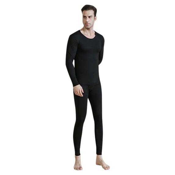 Bmisegm Thermal Underwear for Men Lined Base Layer Set for Cold Weather Winter Clothes for Women Black S