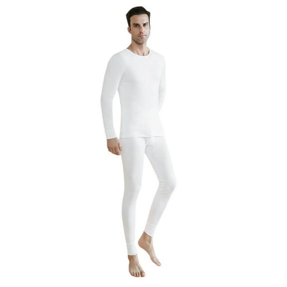 Bmisegm Thermal Underwear for Men Lined Base Layer Set for Cold Weather Winter Clothes for Women White M