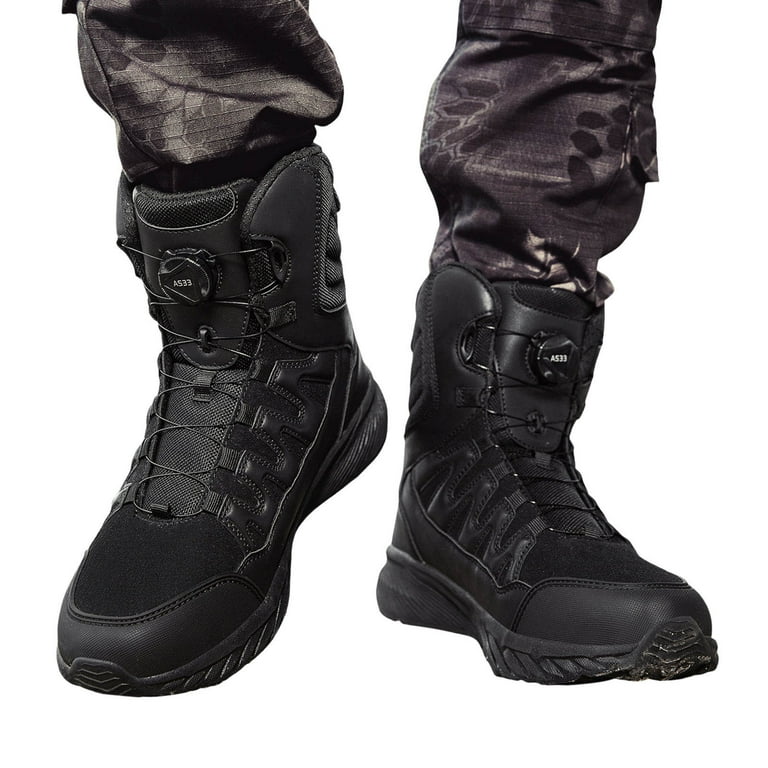 Bmisegm Thigh High Boot Men Ankle Boots Fashionable New Pattern Simple Solid Color Autumn and Winter Adjustable Buttons Comfortable Thick Sole Lace up Shoes Work Boots for Men Black 10 Walmart
