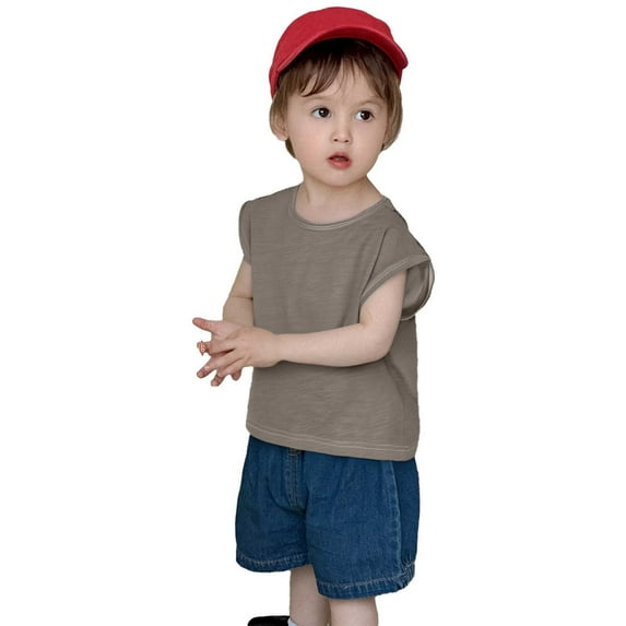 Bmisegm Toddler Boys Girls Sleeveless Summer Casual Tops Beach Holiday Shirts Vest 2-3 Years 90