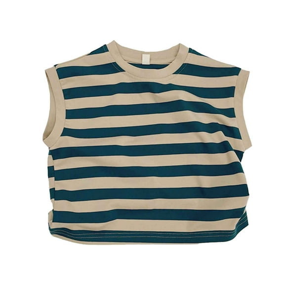 Bmisegm Toddler Boys Sleeveless Summer Casual Striped Tops Beach Holiday Shirts Vest 4-5 Years 110