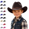 thumbnail image 1 of Bmisegm Toddler Cowboy Hat Kids Western Cowboy Hat for Children or Style Hat for Boys and Girls Sun Adjustable Fit Easy Care for Baby and Toddler Headwear Kids Hats 6-12 Years 02_Coffee,6-12 Years, 1 of 4