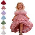 thumbnail image 1 of Bmisegm Toddler Dress Carnival off Shoulder Embellished Neckline Layered Ruffled Cake High Low Tutu Dress Kids Dress 18-24 Months, 1 of 9