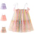 thumbnail image 1 of Bmisegm Toddler Dress Holiday Tie Strap Square Neck Tiered Skirt Star Decor Flowy Casual Girls' Dresses 2-3 Years, 1 of 7