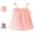 thumbnail image 1 of Bmisegm Toddler Dress Holiday Tie Strap Square Neck Tiered Solid Skirt Flowy Casual Basic Dresses for Girls 2-3 Years, 1 of 5