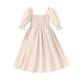 thumbnail image 1 of Bmisegm Toddler Dresses Girls Chiffon Ruffle Square Neck Short Sleeve Solid A Line Girls Summer Dress, 1 of 5