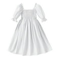 thumbnail image 1 of Bmisegm Toddler Dresses Girls Chiffon Ruffle Square Neck Short Sleeve Solid A Line Girls Summer Dress, 1 of 4