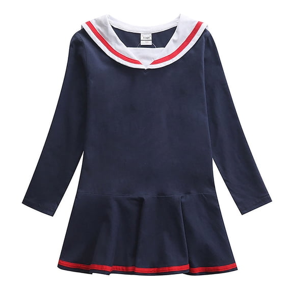 Bmisegm Toddler Girl Dresses Fashion Nautical Sailor Pleated Long Sleeve Autumn Casual Playwear Little Girl Dresses
